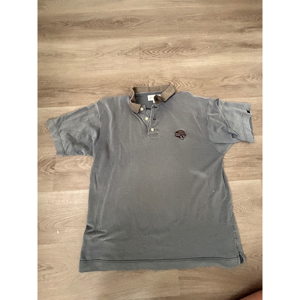 Cutter & Buck Mens Large Blue Faded Polo Shirt Short Sleeve Jaguar Logo Sport